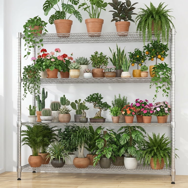 Legooin 4-Tier Metal Shelving with Wheels, 72"H photo 7
