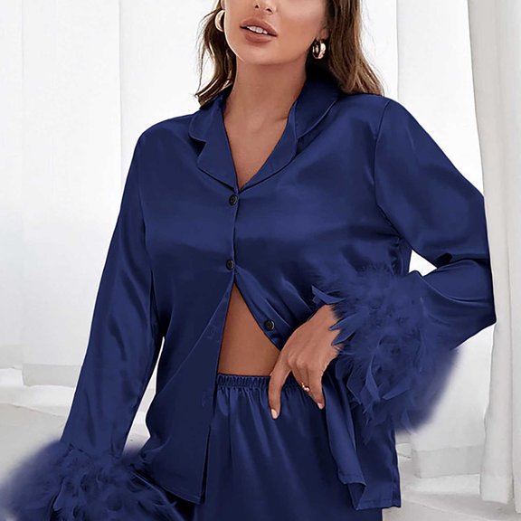 XINXIAOO Women Long Tops Long Set 2 Sleeve Piece Sleepwear Pants Women Suits Sets Comfortable Pajamas Womens Pajamas Shorts Warm Pajamas for Women Winter Silk Long Pajamas for Women Women S Pajama Set