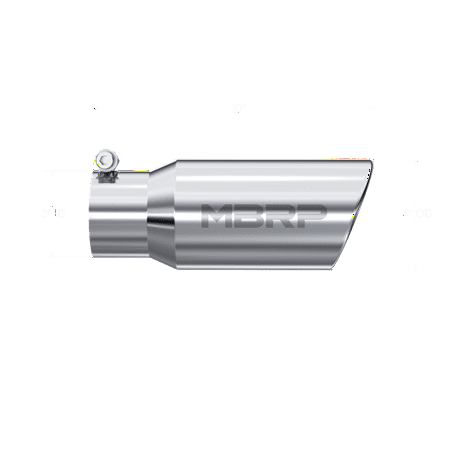 MBRP Universal Tip 4in OD 3in Inlet 10in Length Angled Rolled End T304