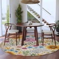 thumbnail image 4 of Round Area Rug 6 Ft, Sunflower Vintage Washable Non-Slip Circle Carpet for Living Room/Bedroom, Yellow Floral Summer Botanical Retro Art Low-Profile Indoor Mats Collection Rugs for Residential, 4 of 7