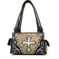 thumbnail image 3 of Laser Cut Premium Rhinestone Cross Western Embroidered Handbag With Matching Wallet in 6 Color, 3 of 6