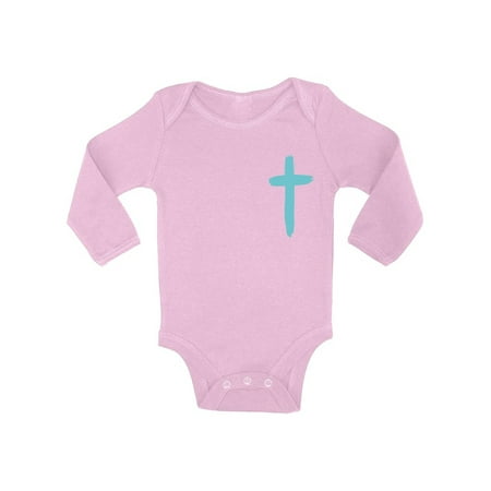 

Awkward Styles Turquoise Cross Baby Bodysuit Long Sleeve Tops for Newborn Baby Christian Clothes for Baby Boys Christian Bodysuits for Baby Girls Jesus Clothing for Baby Kids Cross One Piece