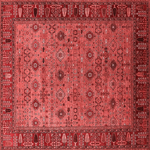 Ahgly Company Indoor Square Oriental Red Industrial Area Rugs, 4' Square