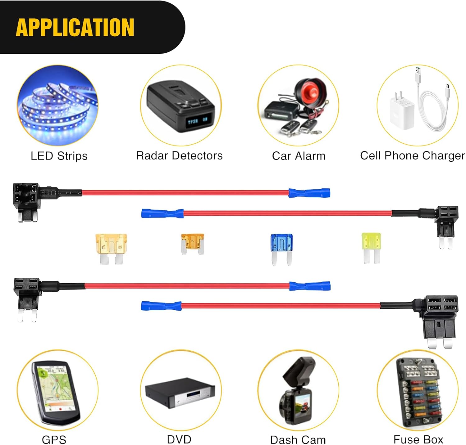 Nilight 24Pcs 12V Automotive Fuse Holder Standard Mini Micro2 and Low Profile 4 Types ATO ATC ATM APM Fuse Holder for Cars Trucks Ships