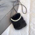 thumbnail image 4 of Bolso Hombro Piel Sintética para Mujer Con Cadena Perlas Hobo Esponjoso Fiesta (), 4 of 6