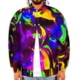thumbnail image 4 of Rave Rainbow of Glow Stick Fire Baseball Jersey Fashion Ribbed Sleeve Man Women's Jacket Motion Tops XXS-6XL, 4 of 7