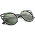 thumbnail image 4 of sunglassLA Unisex Womens Two-Toned Metal Cutout Round Cat Eye Sunglasses (Shiny Black-Black / Green) - 50mm, 4 of 4
