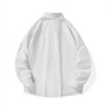 thumbnail image 4 of Iugvhana Men's Oversized Long Sleeve Cargo Shirts Loose Casual Solid Button Down Lapel Shirt Tops with Chest Pocket White#1 M, 4 of 4