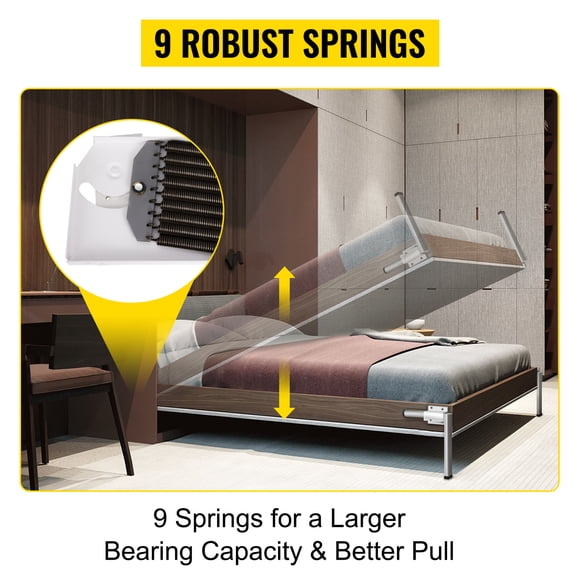 VEVOR Murphy - Mecanismo de resortes de pared para montaje de alta resistencia, kit de bricolaje para cama King Queen (vertical), color blanco