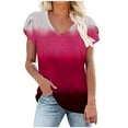 thumbnail image 3 of Fesfesfes Women Tops Womens Spring And Summer Casual V-Neck T-shirt Printed Short Sleeved Womans Under Shirt XL(US:10), 3 of 6