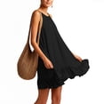 thumbnail image 4 of QUNYINEY Sleeveless Womens Dress Black Summer Cotton Midi Sundress Crew Neck Ruffle Casual Loose Fit A Line Dresses, 4 of 9