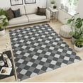 thumbnail image 2 of Black and Grey Geometric Checkered Area Rug 4x5ft Abstract Checkerboard Pattern Indoor Non-Slip Kids Rugs, Machine Washable Breathable Easy Care Carpet for Front Entrance Floor Decor, 2 of 7