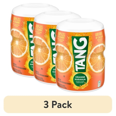 (3 pack) Tang Drink Mix, 1 Canister, for Flavorful Hydration and Shareable Refreshment, Orange, Good Source of Calcium, 100% Daily Value of Vitamin C, 20 oz