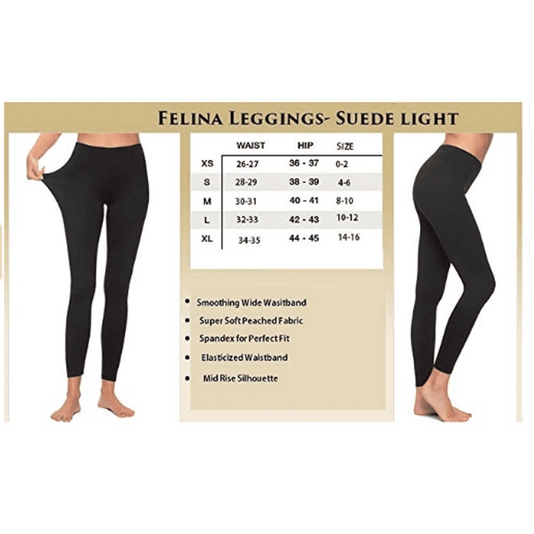 Felina Ladies' Wide Waistband Sueded Light Weight Legging 2 Pack, Black  Medium