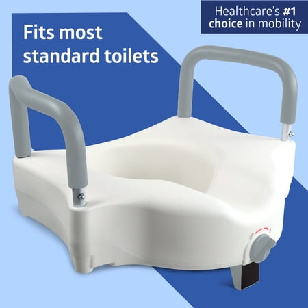 Medline Toilet Seat Riser with Arms for Seniors, Locking, Fits Most Toilets, 400 lb Weight Capacity, White
