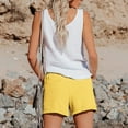 thumbnail image 4 of Yellow Linen Shorts Women's Fashion Casual High Waist Pants Straight Leg Sports Casual Loose Shorts, 4 of 6