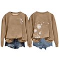 thumbnail image 4 of Holzkary Sweatshirts for Women Hoodies Women's Autumn Winter Round Neck Dandelion Print Loose Casual Warm Hoodie Graphic Printed Pullover Top Comfy Fall Winter Outfits Clothes 2025 Fashion Khaki M, 4 of 4