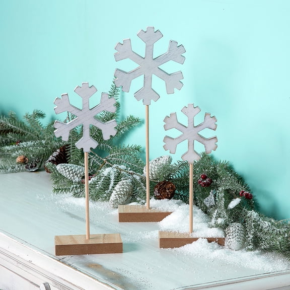 Fun Express Snowflake Pedestal Tabletop Decorations - 3 Pc.