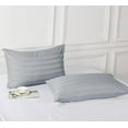 thumbnail image 3 of 100% Egyptian Cotton Queen Pillow Protectors Set of 4, 400 Thread Count Sateen Weave Cooling Pillowcase, Easy Care Zippered Style Pillow Covers (Striped Gray, Queen), 3 of 8