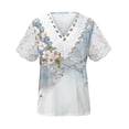 thumbnail image 4 of Odbmxy Plus Size Blouses for Women Summer Lace Short Sleeve Womens Tops Casual Camping Shiny Loose Floral Tops, 4 of 5