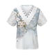 thumbnail image 3 of V Cuello Manga Corta Tops para las Mujeres de Verano Pliegue Estampado Blusa, Botón Casual Abajo Camisa para el Uso de la Fiesta de Primavera, 3 of 5
