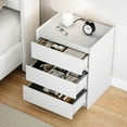 thumbnail image 3 of 3 Drawers White Nightstand Set of 2 with Charging Station, 24" Tall Bedside Table End Table for Bedroom or Living Room, 3 of 10