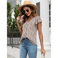 thumbnail image 3 of WQD Women’s Summer Floral Tops Flutter Short Sleeve V Neck Blouse Dressy Casual Loose Fit Tunic Shirts Trendy Ruffle Sleeve T Shirts, 3 of 6