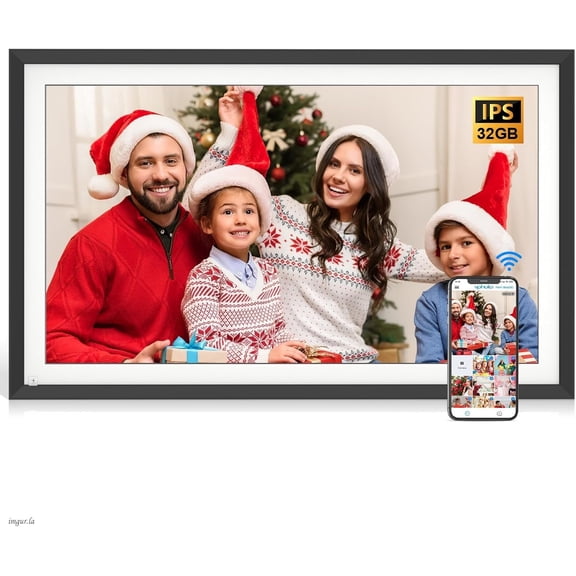 Large Digital Picture Frame 15.6-Inch-WiFi-Photo-Frame - IPS Touch Screen Digital Frame, 32GB, Tabletop&Wall Mounted, Auto Rotate, Sharing Photos and Videos via App Email, Gifts for Mom Dad