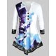 thumbnail image 2 of Más el tamaño de la impresión floral acuarela panel de encaje de la camiseta Rosegal Mangas largas de talla grande, 2 of 5
