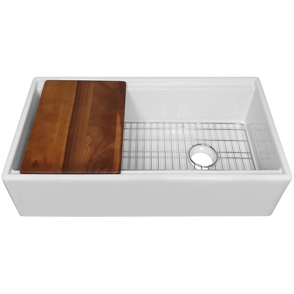 Whitehaus Whlw3619 Fireclay 36" Farmhouse Single Basin Fireclay Kitchen Sink - White
