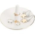 thumbnail image 3 of MyGift 5 inch White Ceramic Ring Dish/Dresser Top Jewelry Holder with Gold Trim, 3 of 3