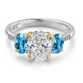 thumbnail image 2 of Gem Stone King 2.56 Cttw IGI Certified Lab Grown Diamond and Green Tourmaline in 925 Silver and 10K Yellow Gold Engagement Ring for Women | Center Diamond 1.5 Ct | D-E Color | VS1 Clarity | Size 8, 2 of 6