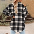 thumbnail image 4 of Puntoco Mujeres Casual A Cuadros Manga Larga Solapa Un Solo Botonadura Abrigo Tops Blusa Abrigo Liquidación Puntoco Puntoco-4608, 4 of 6