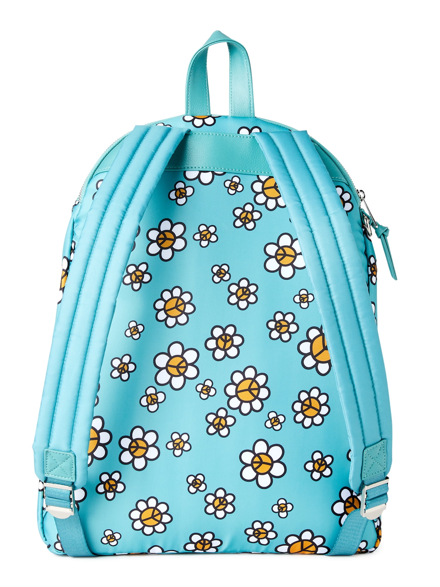 No Boundaries Women's Dome Zip Backpack, Teal Dust Peace Floral