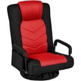 thumbnail image 1 of Yaheetech Swivel Folding Floor Gaming Chair with Armrests and Adjustable Backrest, Black/Red, 1 of 7