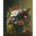 thumbnail image 2 of Johan Laurentz Jensen 20x24 Black Ornate Framed Double Matted Museum Art Print Titled: Exotic Blooms in a Grecian&nbsp;Krater with Fruit on a Marble Ledge (1838), 2 of 5