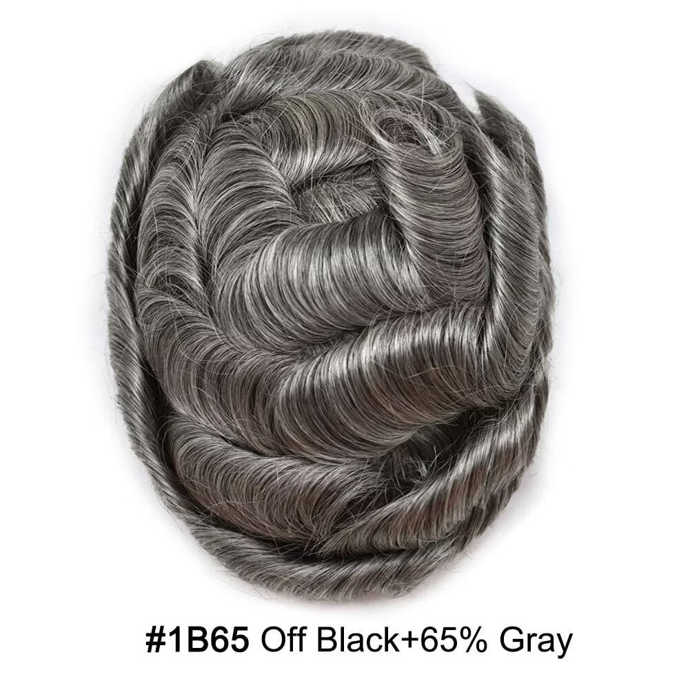 Mens Hairpiece LYRICAL HAIR Human Hair Replacement System Durable Thin Skin PU Injected Toupee Hair Wigs for Men