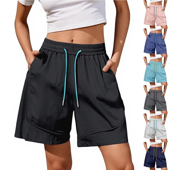 EaskTriop Women's Athletic Shorts High Waisted Quick Dry Hiking Shorts with Pockets Lightweight Workout Running Golf Summer Utility Shorts 2026