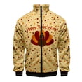 thumbnail image 3 of Chaqueta informal con cremallera y estampado 3D de Acción de Gracias de última oferta, diseño de pavo de animales de Acción de Gracias, para hombre, de manga corta, 3 of 4