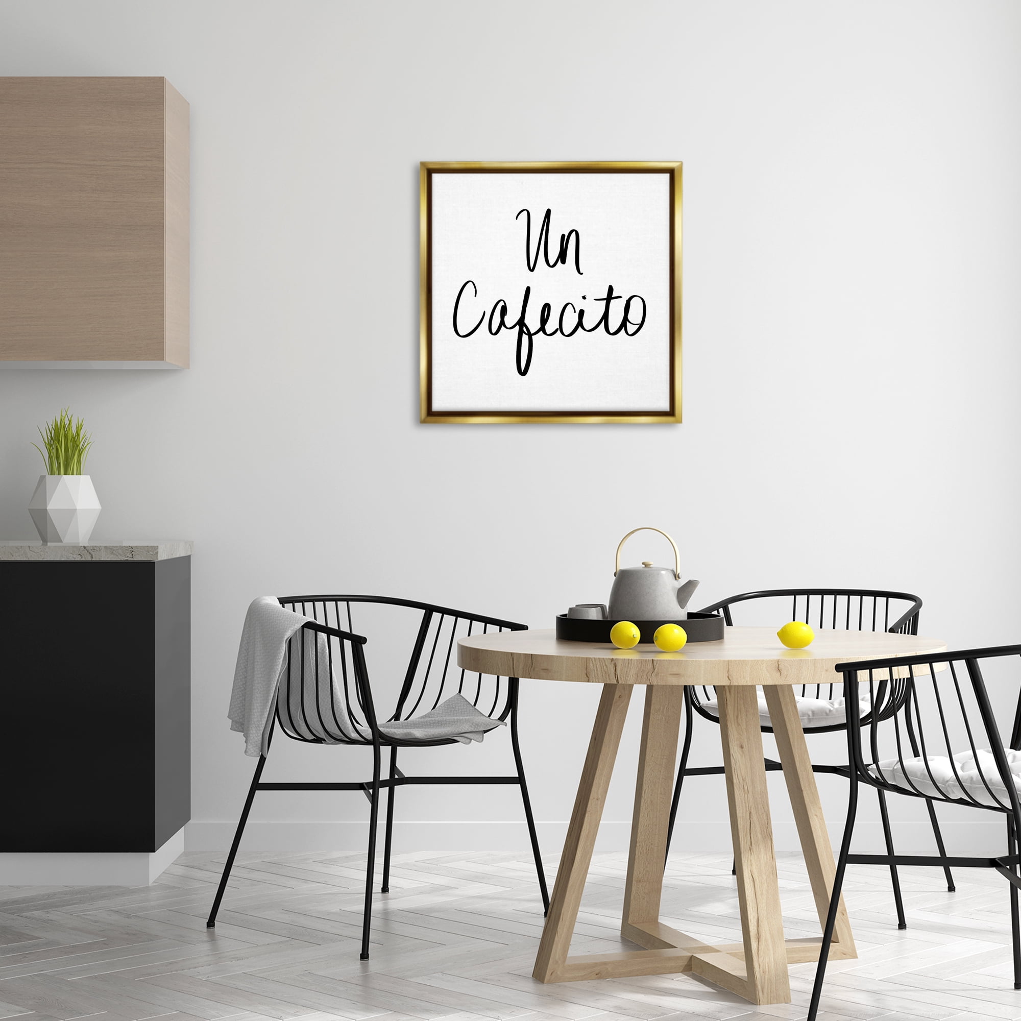 Stupell Industries Un Cafecito Diseño Minimalista Food & Beverage Painting Gold Floater Framed Art Print Wall Art, 25 x 25