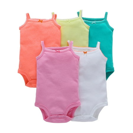 

THE WILD 5PC Newborn Baby Boys And Girls Romper One-peice Jumpsuits Outfits Print Soft