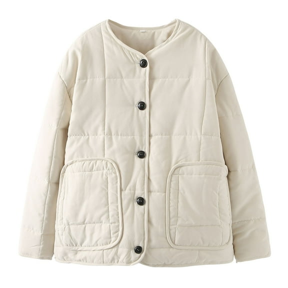 Kaemgyyd Womens Quilted Lightweight Jackets Button down Long Sleeve Puffer Jacket Coats Padded Outwear with Pockets