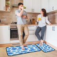 thumbnail image 6 of 2-Piece Kitchen Mat Set Non Slip Washable Floor Mats Decorative Rugs for Kitchen Sink Laundry Blue Oak Leaf Pattern, 6 of 7