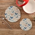 thumbnail image 2 of FREEAMG 2 Pcs Cotton Colors Butterfly Vintage Floral Woven Pot Holder Trivets Set,Round Coasters Placemat for Cooking Baking Hot Dish Pan Pot Bowl Teapot(7&9 Inches), 2 of 6