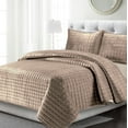 thumbnail image 2 of Tribeca Living Florence Velvet Oversized Solid Quilt Set Queen Taupe, 2 of 2
