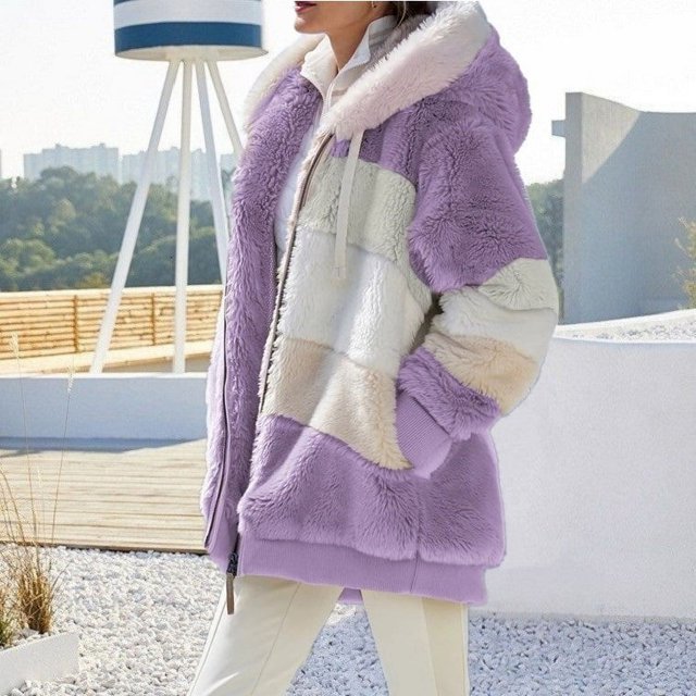 Chaqueta de gran tamaño para mujer, ropa de calle con capucha y bolsillo de felpa cálida, abrigo holgado para mujer, ropa femenina 2023