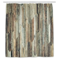 Old Wood Plank Shower Curtains, Rustic Bathroom Shower Curtain Wooden Board Wood Looking Western Country Bath Curtain, Vintage Farmhouse Shower Curtain with Hooks, 69x70 Inches