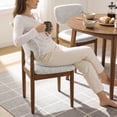 thumbnail image 3 of AFO Dining Chairs Set of 2 with Chenille Backrest and Wood Legs, Modern Mid-Century Upholstered Dining Chairs for Kitchen and Dining Room, Light Gray, 3 of 10