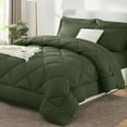 thumbnail image 1 of Juego de edredón CozyLux Queen, verde oliva, 7 piezas, todas las estaciones, 1 of 8