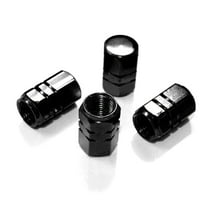 4 Black Aluminum Metal Wheel / Tire Valve Stem Car-Truck Air Caps Covers